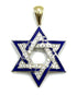 14K Gold & Diamond With Blue Enamel Star of David Necklace